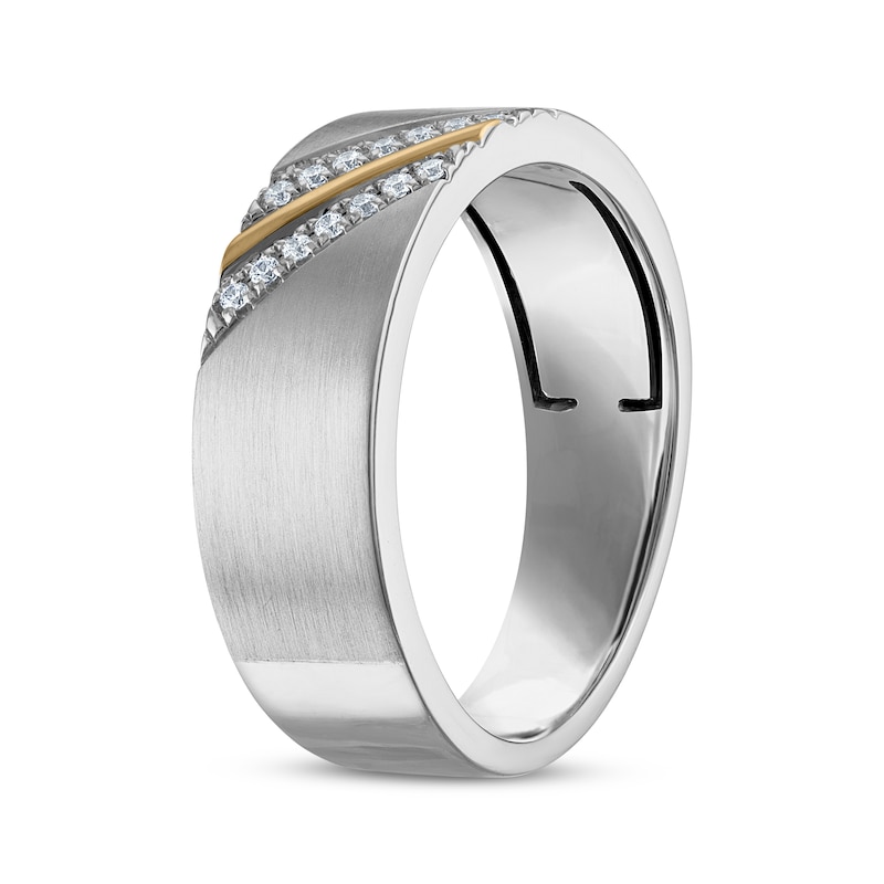 Main Image 2 of Men's Diamond Wedding Band 1/10 ct tw 10K Two-Tone Gold