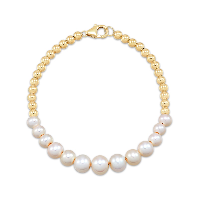 Main Image 2 of Cultured Pearl & Bead Bracelet 14K Yellow Gold 7.25"