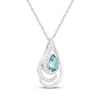 Thumbnail Image 2 of Pear-Shaped Oceanic Blue Topaz & White Lab-Created Sapphire Drop Necklace Sterling Silver 18"
