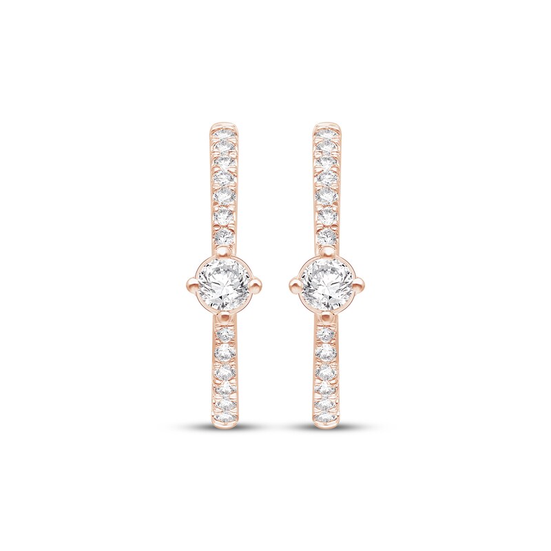 Main Image 2 of KAY Lab-Grown Diamonds Hoop Earrings 1/2 ct tw 14K Rose Gold