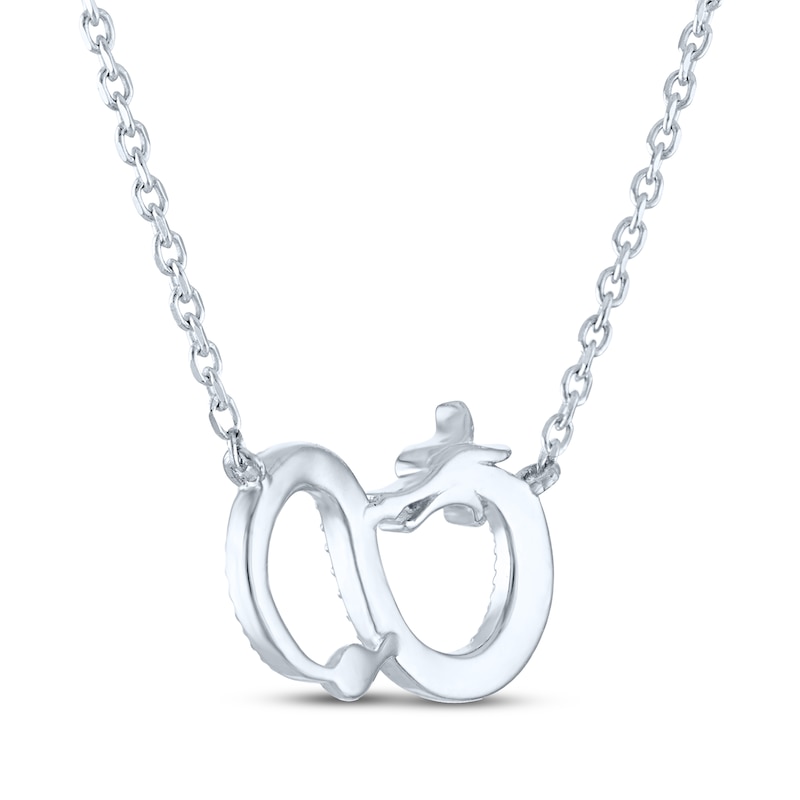 Main Image 4 of Dragon Necklace with Diamonds Sterling Silver 18"