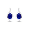 Thumbnail Image 2 of Oval-Cut Blue Lab-Created Sapphire & White Lab-Created Sapphire Drop Earrings Sterling Silver