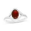 Thumbnail Image 1 of Oval-Cut Garnet & White Lab-Created Sapphire Ring Sterling Silver