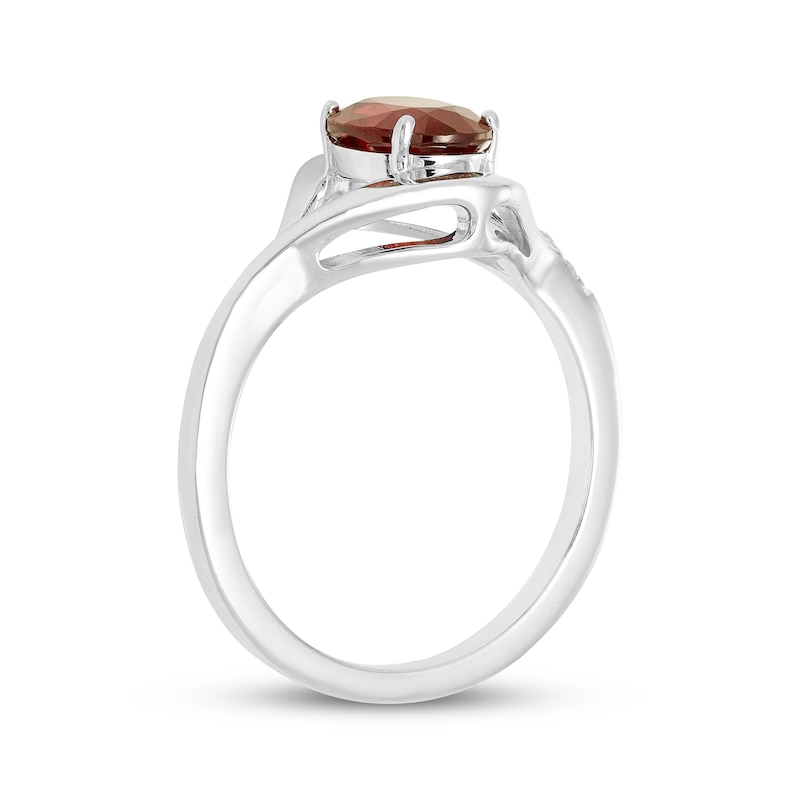 Main Image 2 of Oval-Cut Garnet & White Lab-Created Sapphire Ring Sterling Silver