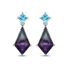Thumbnail Image 2 of Kite-Shaped Fluorite & Square-Cut Swiss Blue Topaz Dangle Earrings Sterling Silver