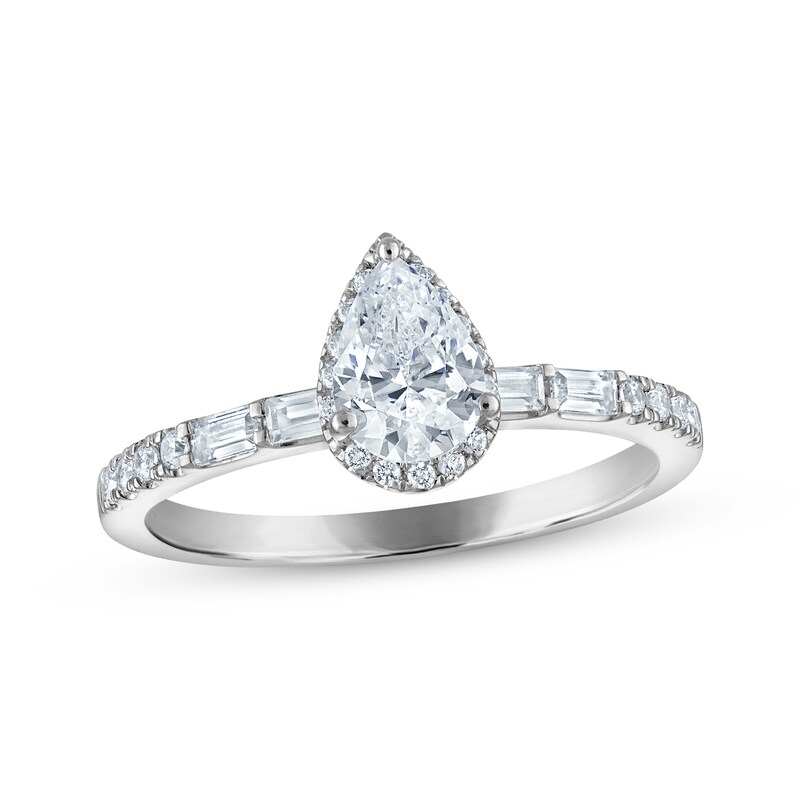 Main Image 1 of Adore Pear-Shaped Diamond Halo Engagement Ring 3/4 ct tw 10K White Gold