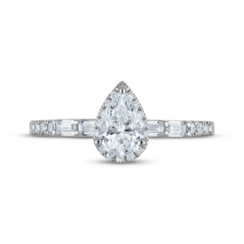 Main Image 3 of Adore Pear-Shaped Diamond Halo Engagement Ring 3/4 ct tw 10K White Gold