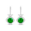 Thumbnail Image 2 of Cushion-Cut Lab-Created Emerald & White Lab-Created Sapphire Drop Earrings Sterling Silver