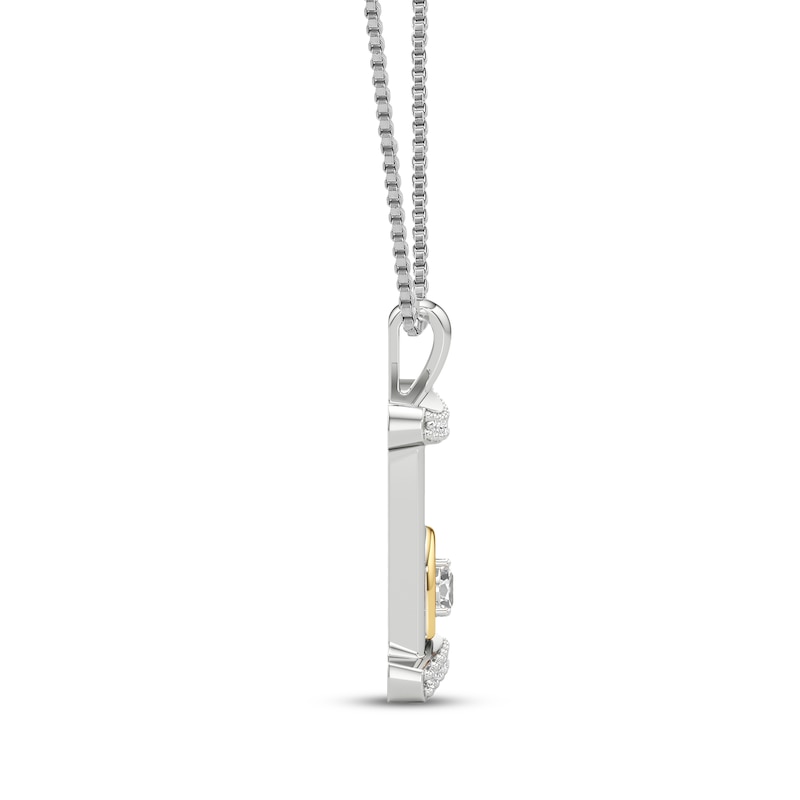 Main Image 2 of White Lab-Created Sapphire Gemini Zodiac Symbol Necklace Sterling Silver & 10K Yellow Gold 18"