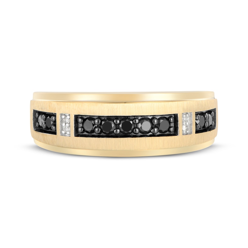 Main Image 4 of Men's Black & White Diamond Wedding Band 3/8 ct tw 10K Yellow Gold