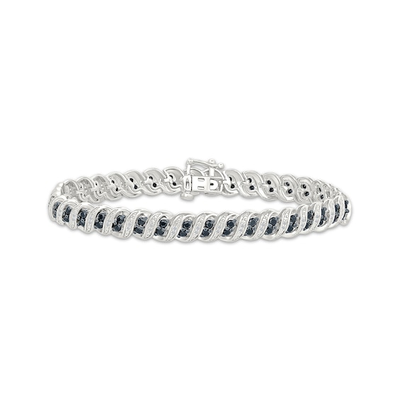 Black & White Diamond S-Link Tennis Bracelet 2 ct tw Sterling Silver 7"