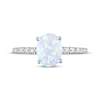 Thumbnail Image 3 of Oval-Cut Lab-Created Opal & White Lab-Created Sapphire Ring Sterling Silver
