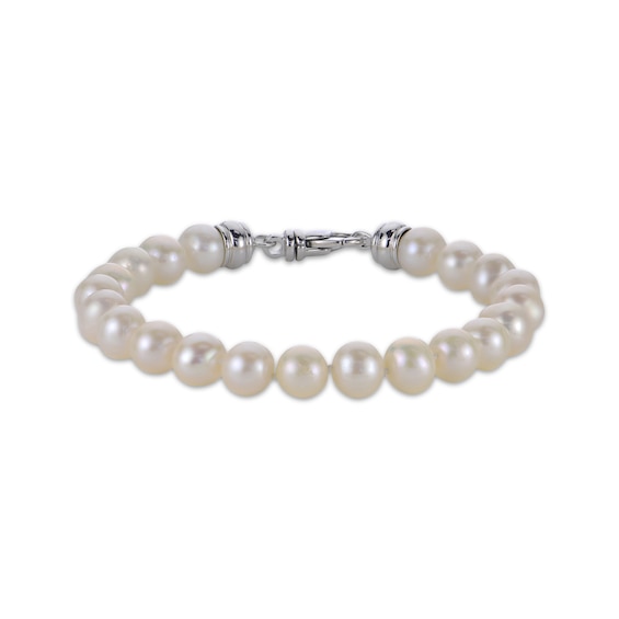 Men's Cultured Pearl Bracelet Sterling Silver 8.5"