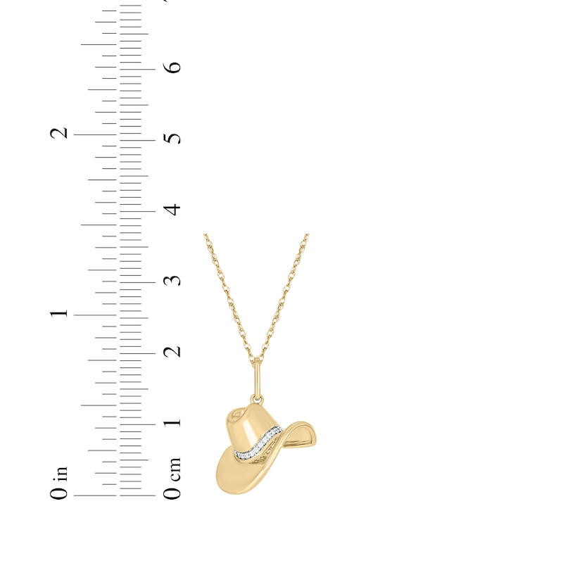 Main Image 3 of Diamond Accent Cowboy Hat Necklace 10K Yellow Gold 18"