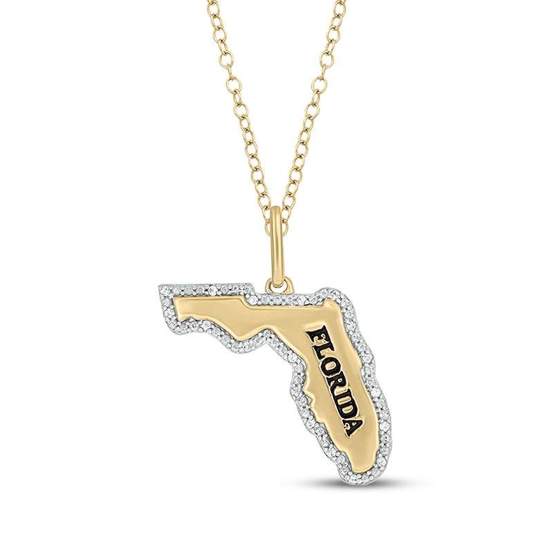Main Image 1 of Diamond Florida Necklace 1/20 ct tw 24K Yellow Gold Vermeil Sterling Silver 18"