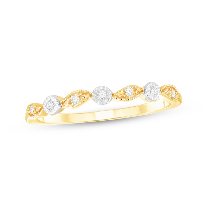 Main Image 1 of Adore Diamond & Milgrain Anniversary Ring 1/20 ct tw 10K Yellow Gold