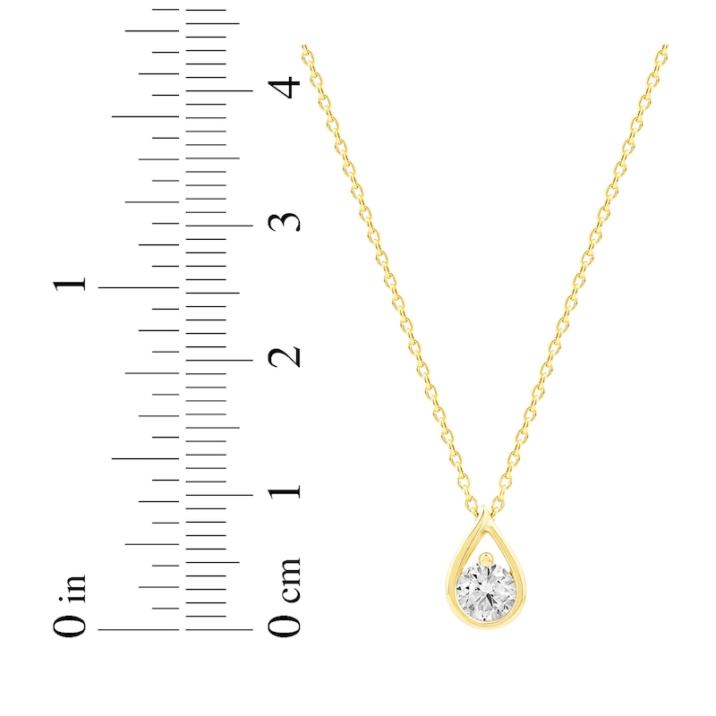 Main Image 5 of Diamond Solitaire Teardrop Frame Necklace 1/4 ct tw 10K Yellow Gold 18" (I/I2)