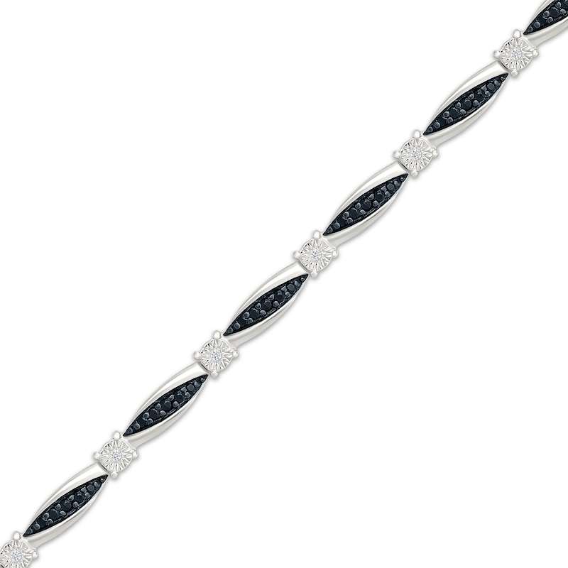 Main Image 2 of Black & White Diamond Bracelet 1/2 ct tw Sterling Silver 7"