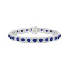 Thumbnail Image 1 of Men's Cushion-Cut Blue Lab-Created Sapphire & White Lab-Created Sapphire Halo Bracelet Sterling Silver 8.5"