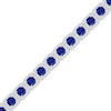 Thumbnail Image 2 of Men's Cushion-Cut Blue Lab-Created Sapphire & White Lab-Created Sapphire Halo Bracelet Sterling Silver 8.5"