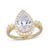 Thumbnail Image 1 of Pear-Shaped White Lab-Created Sapphire Halo Ring 24K Yellow Gold Vermeil Sterling Silver