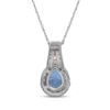 Thumbnail Image 3 of Pear-Shaped Swiss Blue Topaz & White Lab-Created Sapphire Halo Necklace Sterling Silver & 10K Rose Gold 18"