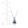 Thumbnail Image 5 of Pear-Shaped Swiss Blue Topaz & White Lab-Created Sapphire Halo Necklace Sterling Silver & 10K Rose Gold 18"