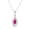 Thumbnail Image 3 of Pear-Shaped Lab-Created Ruby & White Lab-Created Sapphire Halo Necklace Sterling Silver 18"