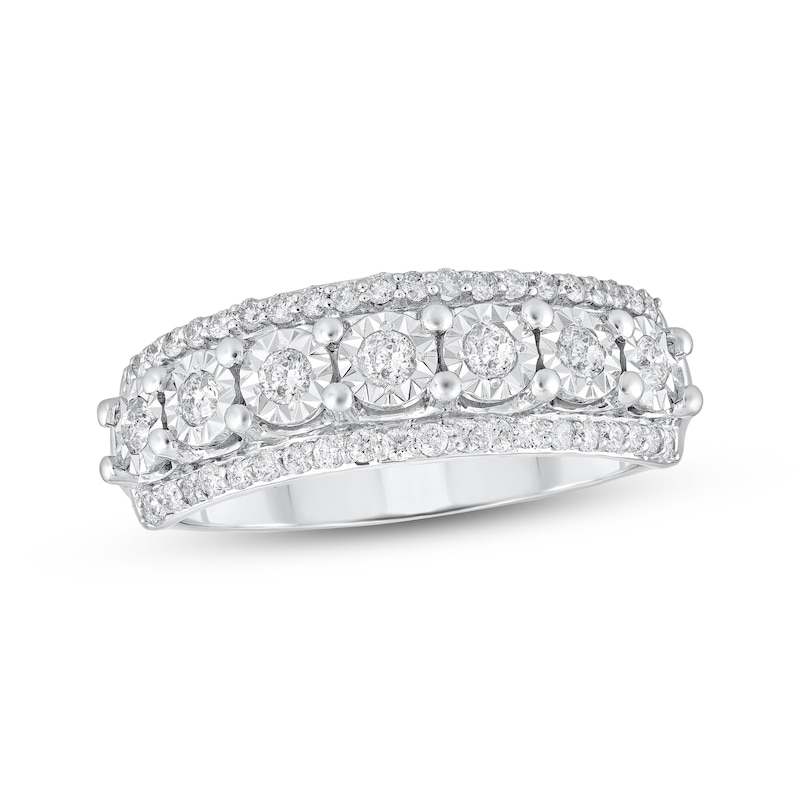 Main Image 1 of Adore Diamond Three-Row Anniversary Ring 1/2 ct tw 10K White Gold