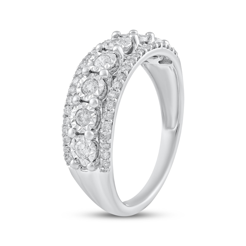 Main Image 2 of Adore Diamond Three-Row Anniversary Ring 1/2 ct tw 10K White Gold