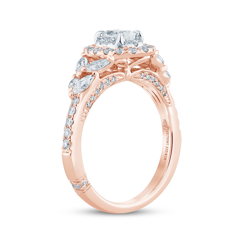 Main Image 2 of Monique Lhuillier Bliss Oval-Cut Diamond Double Halo Engagement Ring 1-1/4 ct tw 18K Two-Tone Gold
