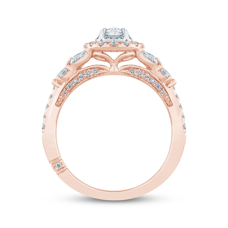 Main Image 3 of Monique Lhuillier Bliss Oval-Cut Diamond Double Halo Engagement Ring 1-1/4 ct tw 18K Two-Tone Gold