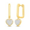 Thumbnail Image 1 of Multi-Diamond Heart Dangle Hoop Earrings 1/6 ct tw 24K Yellow Gold Vermeil Sterling Silver