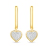 Thumbnail Image 2 of Multi-Diamond Heart Dangle Hoop Earrings 1/6 ct tw 24K Yellow Gold Vermeil Sterling Silver