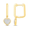 Thumbnail Image 3 of Multi-Diamond Heart Dangle Hoop Earrings 1/6 ct tw 24K Yellow Gold Vermeil Sterling Silver