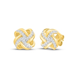 Diamond Knot Stud Earrings 1/8 ct tw 24K Yellow Gold Vermeil Sterling Silver