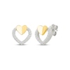 Thumbnail Image 1 of Diamond Double Heart Stud Earrings 1/10 ct tw Sterling Silver & 10K Yellow Gold