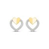 Thumbnail Image 2 of Diamond Double Heart Stud Earrings 1/10 ct tw Sterling Silver & 10K Yellow Gold