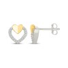 Thumbnail Image 3 of Diamond Double Heart Stud Earrings 1/10 ct tw Sterling Silver & 10K Yellow Gold