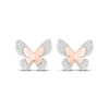 Thumbnail Image 2 of Diamond Butterfly Stud Earrings 1/8 ct tw Sterling Silver & 10K Rose Gold
