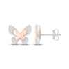 Thumbnail Image 3 of Diamond Butterfly Stud Earrings 1/8 ct tw Sterling Silver & 10K Rose Gold