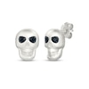 Thumbnail Image 1 of Black Diamond Skull Stud Earrings 1/15 ct tw Sterling Silver