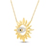 Thumbnail Image 2 of Black & White Diamond Sunburst Evil Eye Necklace 1/20 ct tw 24K Yellow Gold Vermeil Sterling Silver 18"