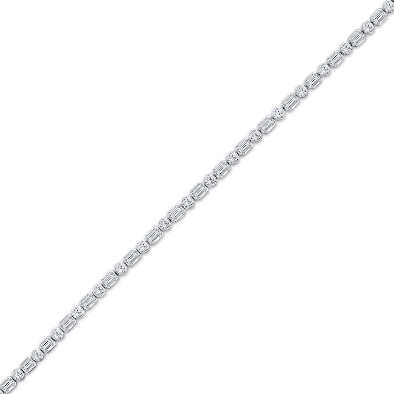 Main Image 2 of KAY Lab-Grown Diamonds Bezel-Set Round & Emerald-Cut Bracelet 8 ct tw 14K White Gold 7"