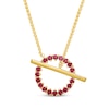 Thumbnail Image 1 of Lab-Created Ruby Circle Toggle Necklace 24K Yellow Gold Vermeil Sterling Silver 18"