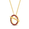 Thumbnail Image 2 of Lab-Created Ruby Circle Toggle Necklace 24K Yellow Gold Vermeil Sterling Silver 18"