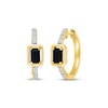 Thumbnail Image 1 of Emerald-Cut Black Onyx & White Lab-Created Sapphire Hoop Earrings 24K Yellow Gold Vermeil Sterling Silver