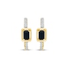 Thumbnail Image 2 of Emerald-Cut Black Onyx & White Lab-Created Sapphire Hoop Earrings 24K Yellow Gold Vermeil Sterling Silver