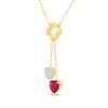 Thumbnail Image 2 of Heart-Shaped Lab-Created Ruby & White Lab-Created Sapphire "Y" Necklace 24K Yellow Gold Vermeil Sterling Silver 18"