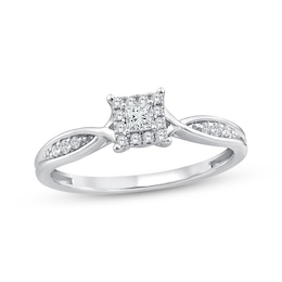 KAY Lab-Grown Diamonds Princess-Cut Halo Promise Ring 1/5 ct tw Sterling Silver